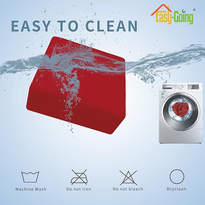 Easy-Going Stretch Square Ottoman Cover Folding Storage Stool Furniture Protector Soft slipcover with Elastic Bottom (30x30x15inch, Christmas Red)