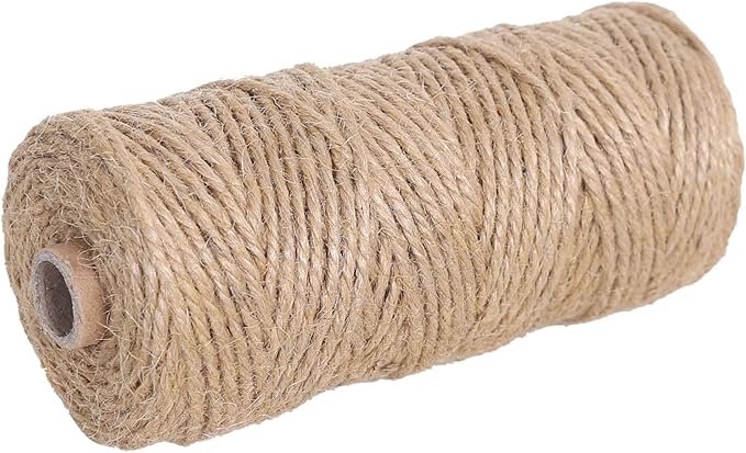 Natural Jute Twine 328ft 3mm,3Ply Twisted Thick Twine Rope Strong Jute String Roll for Crafts Gift Wrapping Gardening Home Decor Bundling Cat Scratching Post