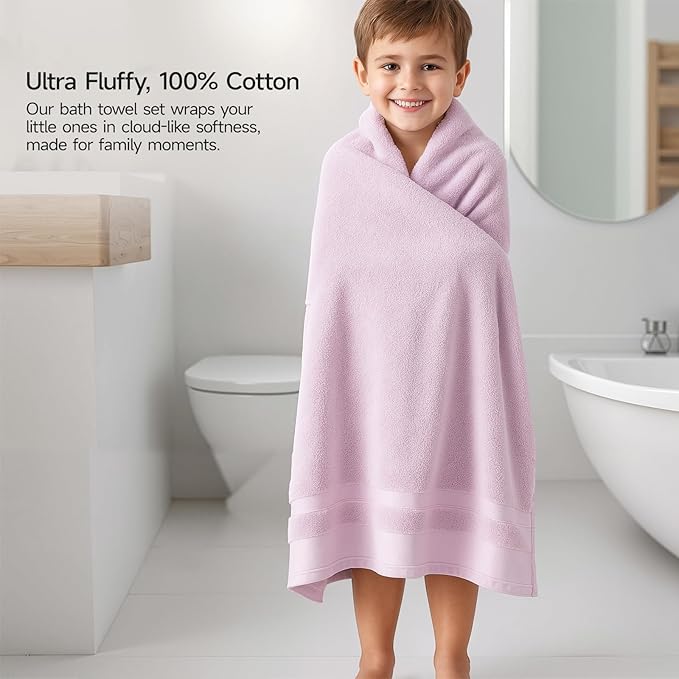 REDKISS 100% Cotton Bath Towels Set of 2, Extra Large Bath Sheets 35 X 70 Inches, 800 GSM, Quick Dry, Ultra Soft & Super Absorbent Bathroom Towel Sets for Bathroom, Gym, Spa, Pool & Hotel, Purple