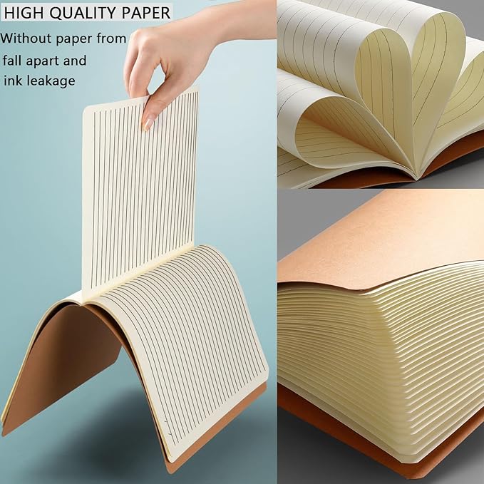 16 Pack Kraft Notebooks, 60 Pages Notebook, 8.3x5.5 Inch, A5 Notebooks for Work, Travel, Business, School & More - College Ruled Notebook - Softcover Journals for Women & Men - Lined Note Books