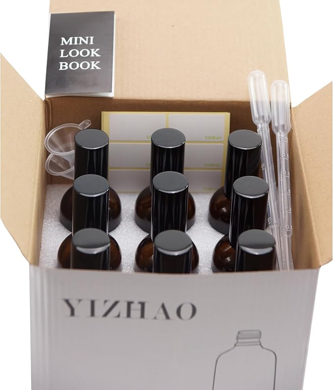 YIZHAO Green Glass Spray Bottles 4oz, with Small Fine Mist Spray, Metal Cap, Refillable for Essential Oil,Travel,Cleaning,Perfume,Aromatherapy,Makeup – 9 Pcs