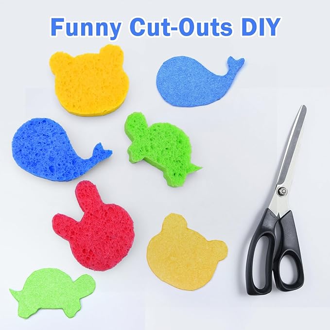 YoleShy 48 Pack Sponges Kitchen Natural Compressed Cellulose Sponges Durable Dish Sponge for Cleaning & DIY for Kids Reusable