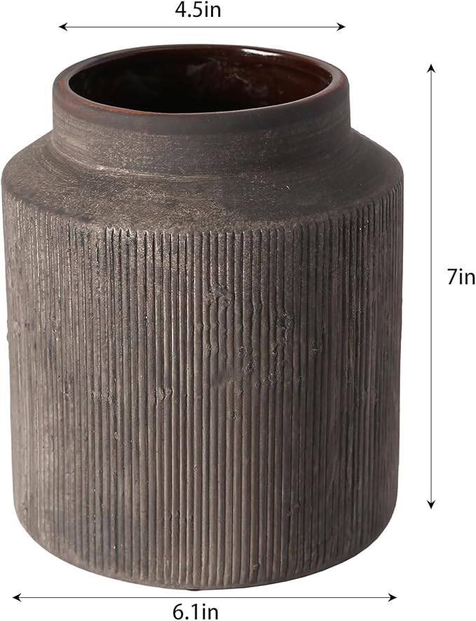 Rustic Vases for Home Decor. Ceramic Vase for Dining Table Decor. Terracotta Decorative Vase 6.1IN. ZSHLXM
