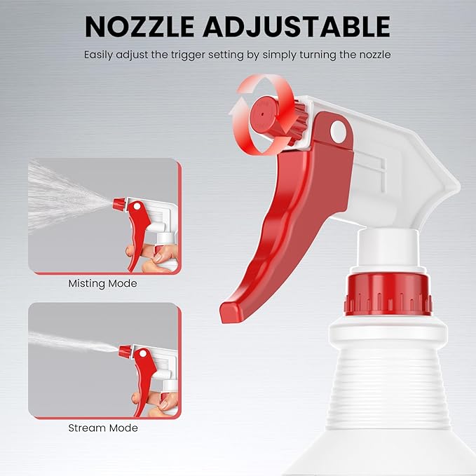 LiBa Spray Bottles (4 Pack,16 Oz), Refillable Empty Spray Bottles for Cleaning Solutions, Hair Spray, Watering Plants, Superior Flex Nozzles, Mist Sprayer, Bleach/Vinegar/Rubbing Alcohol Safe