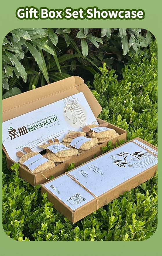 Chinese Zodiac Loofah Sponge - Biodegradable Eco-Friendly Gift, Kitchen Dishwashing Tool for Eco-Conscious Homes, 12 Animal Signs Cultural Present (Gift Box Set)