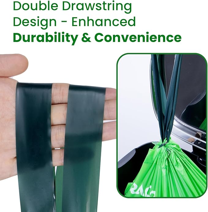 6 Gallon Compostable Trash Bags Drawstring, Heavy Duty Extra Thick 1 Mil, 35 Bags, Tall Kitchen Food Scrap Waste Bag, ASTM D6400