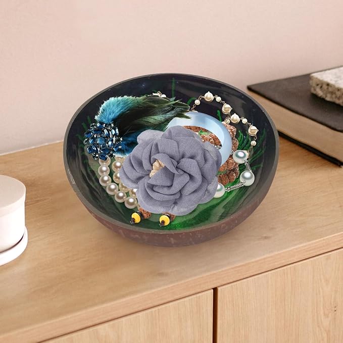 Natural Coconut Shell Bowl Unique Storage Dish for Keys Nuts and Candy Stylish Design for Home Decor for Living Room Bedroom Office