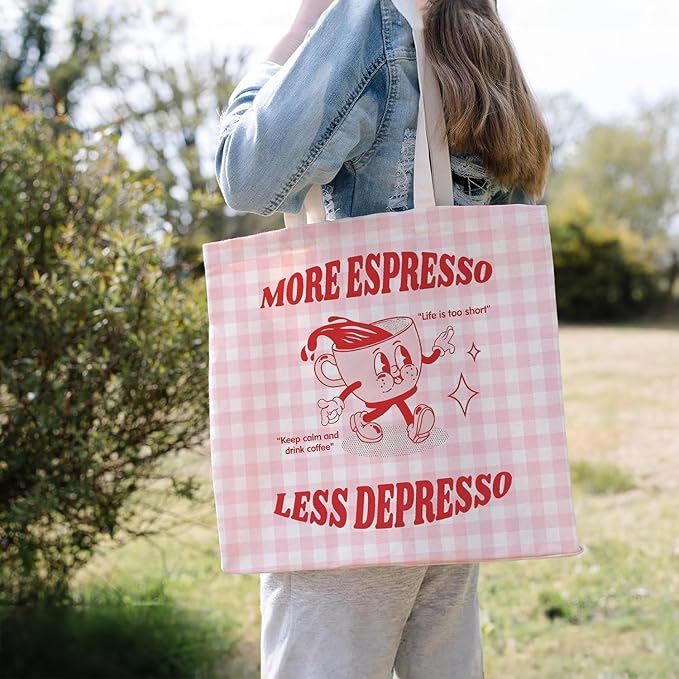 Animals-Flowers-Fruits-Bow Valentines Canvas Heart Tote Bag, Coquette Reusable Shopping Grocery Bags