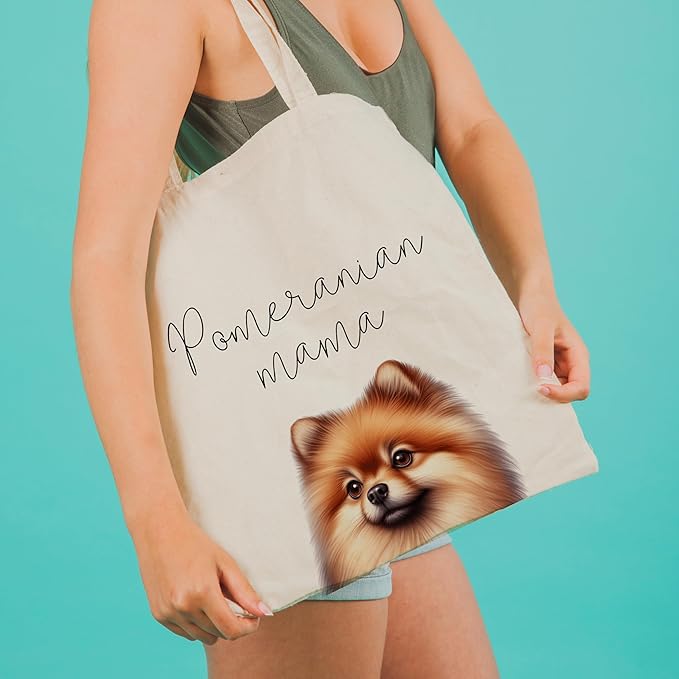 Dog Mama Tote Bag – Cute Dog Lover Canvas Bag, Reusable Shopping Shoulder Bag for Women, Pet Mom Gift,