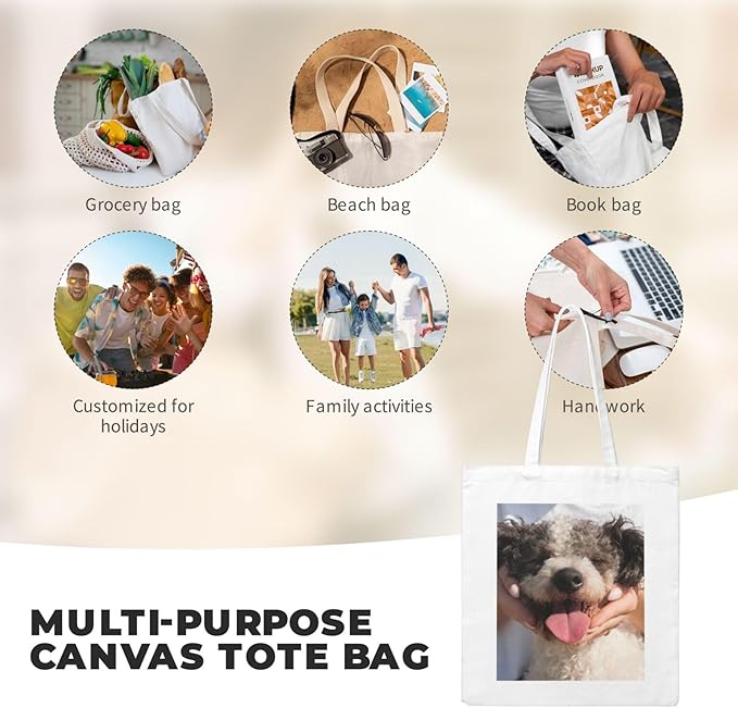 Custom Canvas Tote Bag Double-Sided Personalized with Logo/Text,Customized Bags for Women