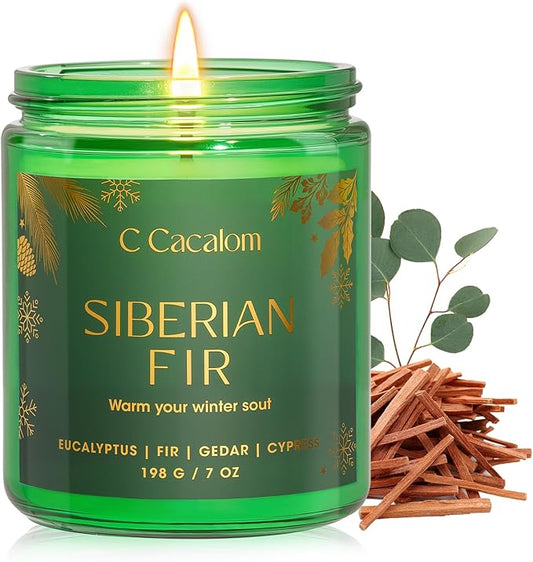 Christmas Soy Candles for Christmas Home Decor Non-Toxic Aromatherapy Scented Candles for Holiday Christmas Gifts, Cozy Cute Jar Candle, Winter Candle for Women Men, Siberian Fir Candle