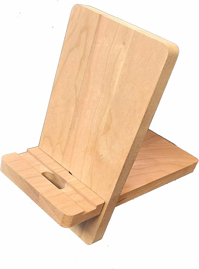 Foggy Bottom Woodworks LLC Phone Stand, Cherry Wood, for Watching Sports, Movies and Charging, 3-Pack