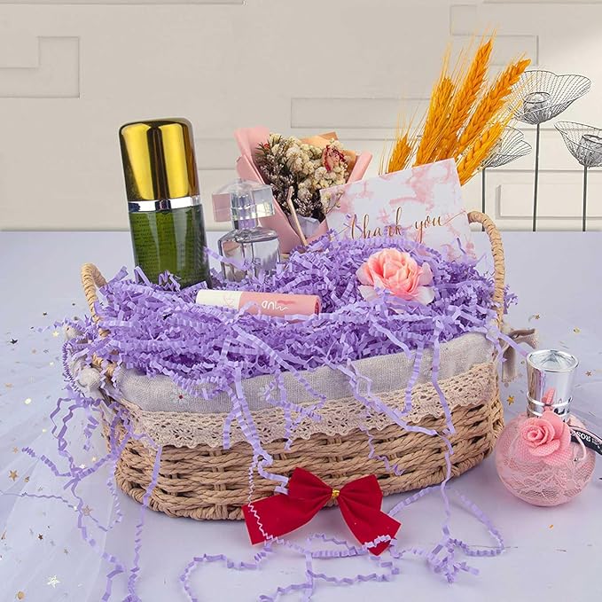 Caleihd Crinkle Cut Paper Grass Cushion Paper Streamer for Christmas Wedding Birthday Bridesmaid Engagement Craft Gift Boxes Bags Filler Decoration 4.5oz Purple