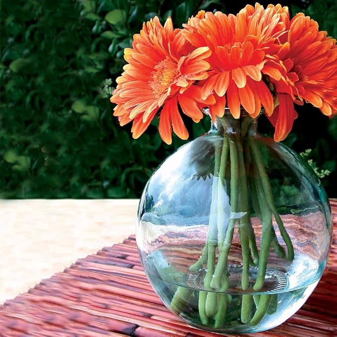 Couronne Company Ball Recycled Glass Vase, G5464, 6.75 Inches Tall, 66 Ounce Capacity, Clear, 1 Piece