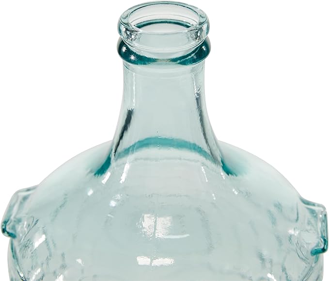 Deco 79 Recycled Glass Handmade Decorative Vase Spanish Bottle Centerpiece Vase with Bubble Texture, Flower Vase for Home Decoration 8" x 8" x 12", Clear