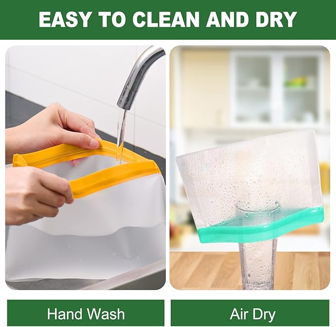 10 Pack Reusable Food Storage Silicone Bags, 3 Large Food Storage Bags Gallon Freezer Bags 4 Reusable Sandwich Bags 3 Snack Bags, Lunch Home Kitchen Fridge Organization Meal Prep Containers