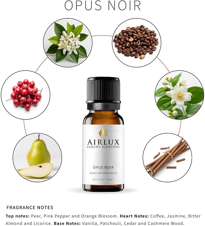 Signature Aroma Oil No. 034 Opus Noir – Aroma Oil for Cold Air & Waterless Diffusers and DIY Crafts – 10 mL, 0.34 fl oz Glass Bottle