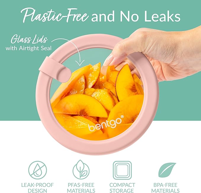 Bentgo Signature Leak-Proof Glass Food Storage - 12-Piece Set, 1-Compartment Meal Prep Plastic-Free Containers, Airtight Glass Lids, BPA-Free, Microwave, Freezer, Oven, Dishwasher Safe (Desert Sage)