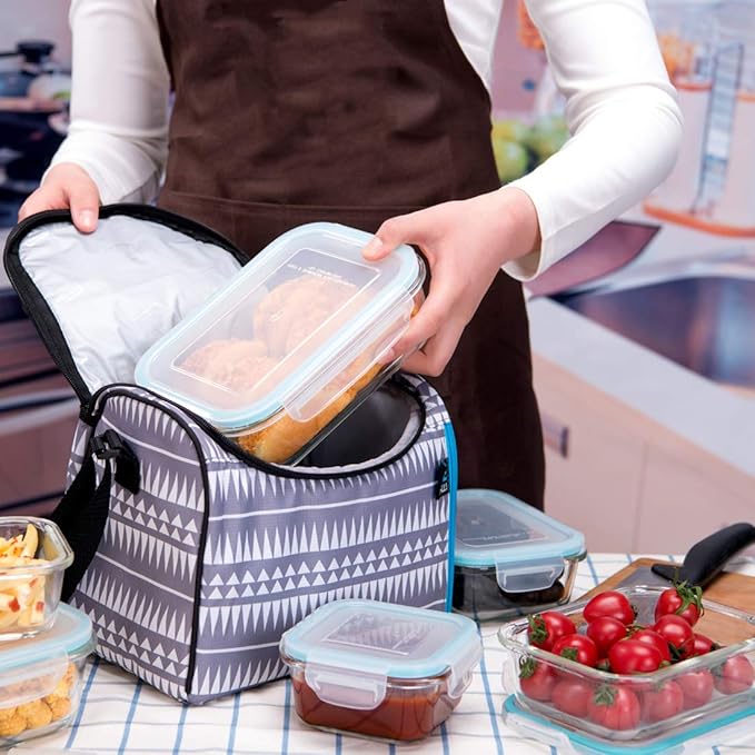 18 Piece Glass Food Storage Containers with Lids, Glass Meal Prep Containers, food storage Containers for Food Storage with Lids, BPA Free & Leak Proof (9 lids & 9 Containers)