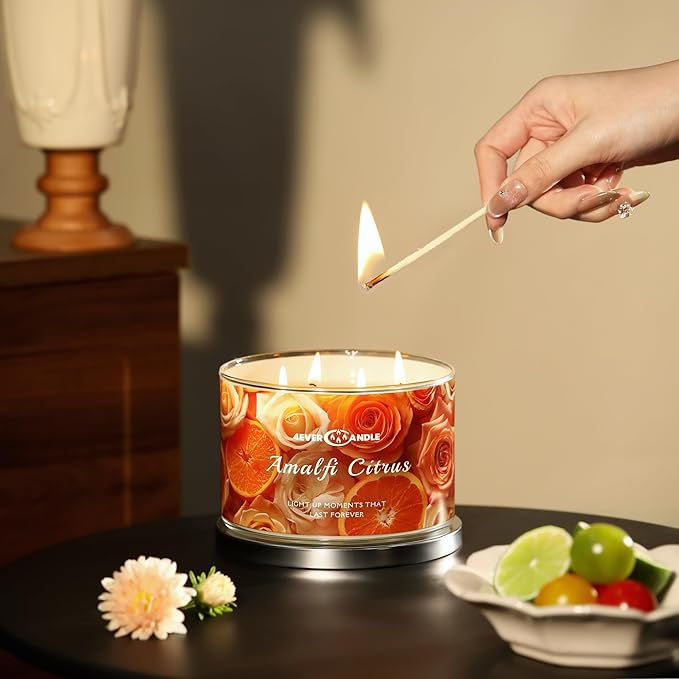 Amalfi Citrus Scented Candles, 18oz Soy Candles Non Toxic 4-Wick Large Candle Jars, Over 50 Hours of Burning Time, Ideal for Gifting, Events, Home Decor