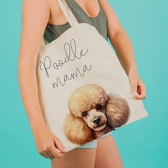 Dog Mama Tote Bag – Cute Dog Lover Canvas Bag, Reusable Shopping Shoulder Bag for Women, Pet Mom Gift,