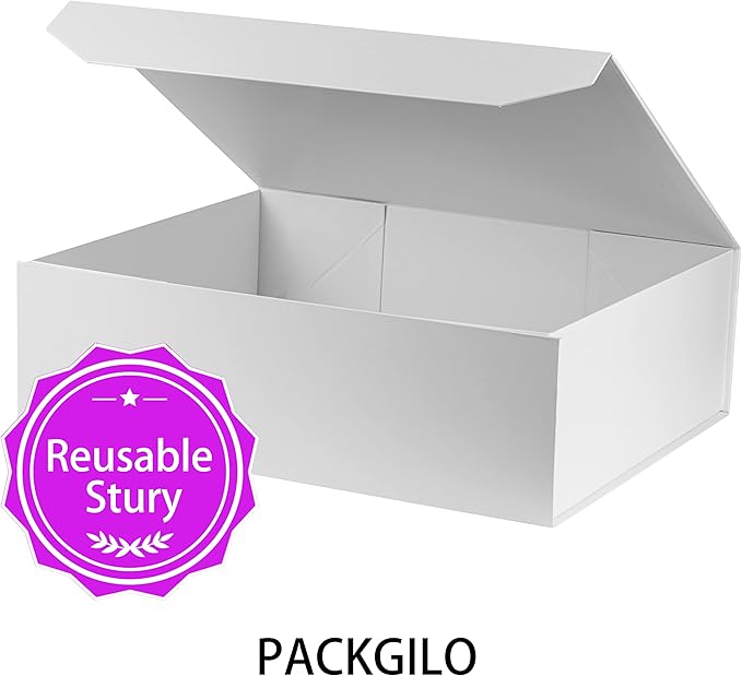 White Extra Large Gift Box with Lid 3 Pcs 19x16x6 Inches, Gift Box large White Gift Boxes for Presents Clothes Robe Wedding Dress Sweater,Reusable Foldable Bridesmaid Proposal Box（Matte）