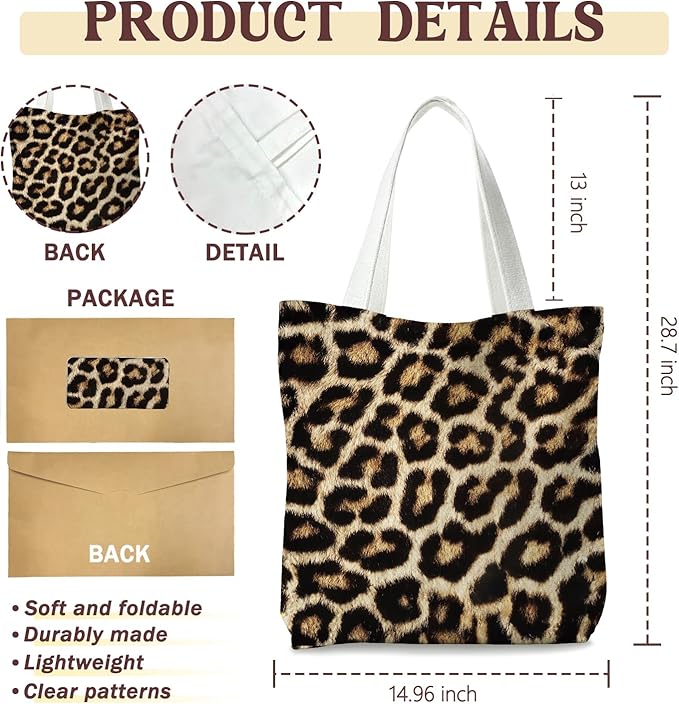 Leopard Print Tote Bags, Tote Bags for Women, Gife for Waoman, Reusable Shopping Bags