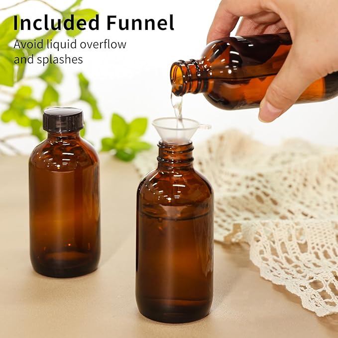 35 Pack 4oz Amber Glass Boston Round Bottles with Polycone Leak-Proof Phenolic Caps – Brown Airtight Refillable Containers for Homemade Vanilla Extract, Essential Oils, Herbal Medicine, and Syrups