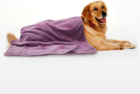 JML Microfiber Bath Towel for Kids, Pet Towels for Drying Dogs Cats, Super Absorbent and Soft Fleece Pet Grooming Blanket for Shower & Bath Supplies, 2 Pack, 40" x 27.5", Purple