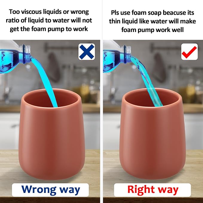 Soap Foaming Dispenser Ceramic with Easy-to-Press Pump Hand Foam Dispenser for Shampoo Bathroom Kitchen 12 oz