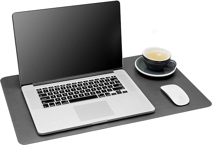 Gallaway Leather Desk Mat,Desk Writing Pad - Office Desk Pad, Medium 24" x 14" Gray, Desk Mats on Top of Desks, Gift Ready Elegant Computer Desk Mat Desk Cover Desk Pad Protector PU Leather