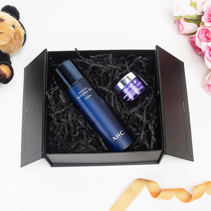 Gift Boxes with Lids 6 Pack, 9x9x3 Inch Large Black Gift Box with Ribbon Card Fancy Gift Wrap Boxes for Anniversary Groomsmen Proposal Weddings Boyfriend Father's Day