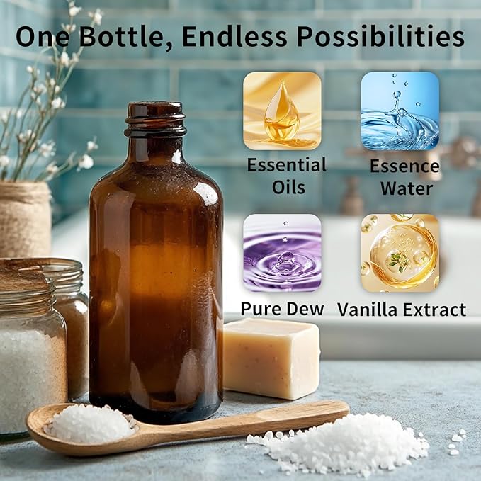 35 Pack 4oz Amber Glass Boston Round Bottles with Polycone Leak-Proof Phenolic Caps – Brown Airtight Refillable Containers for Homemade Vanilla Extract, Essential Oils, Herbal Medicine, and Syrups