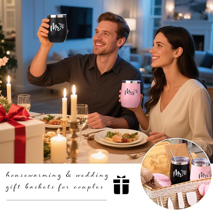 Wedding Gifts Basket for Couples, 21 Pieces Mr and Mrs Gifts for Wedding Party Bride Shower Women Men Housewarming Closing Gift Ideas