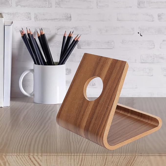 Wooden Cell Phone Stand, Cell Phone Holder Tablet Stand, Non Slip Stable Desktop Phone Stand for Tablet PCs, Artwork, Phone