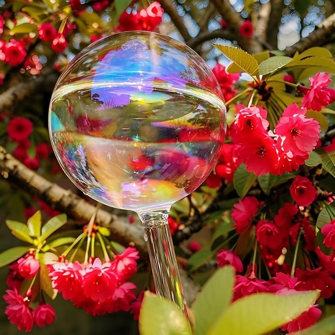 13 oz Up 2 Weeks Extra Large Watering Globes, Light Iridescent Plant Watering Globes, Water Globes for Indoor Plants, Watering Globe, 2 Pack