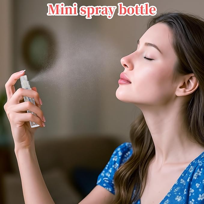 16 Pcs 3ml Mini Spray Bottles with 6 Accessories (4 Plastic Droppers + 2 Syringes) - Refillable Travel Perfume Bottles, Small Empty Atomizer for Essential Oils, Fine Mist Portable Perfume Sample Kit