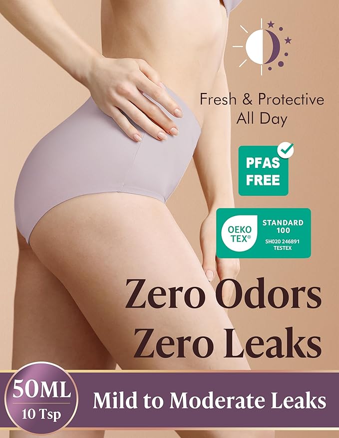 AIRCUTE Washable Urinary Incontinence Underwear for Women Absorbent Seamless High Waist Leak Protective Panty 3 Pack