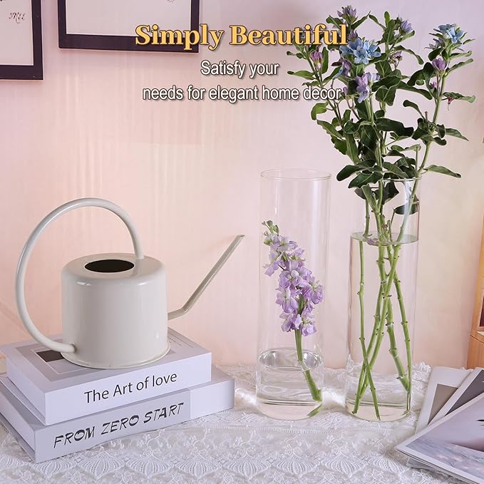 12Pcs Glass Cylinder Vases 12 Inch Tall Clear Flower Vases for Centerpieces Wedding Decoration, Hurricane Floating Candle Holder for Party Table Home Decor