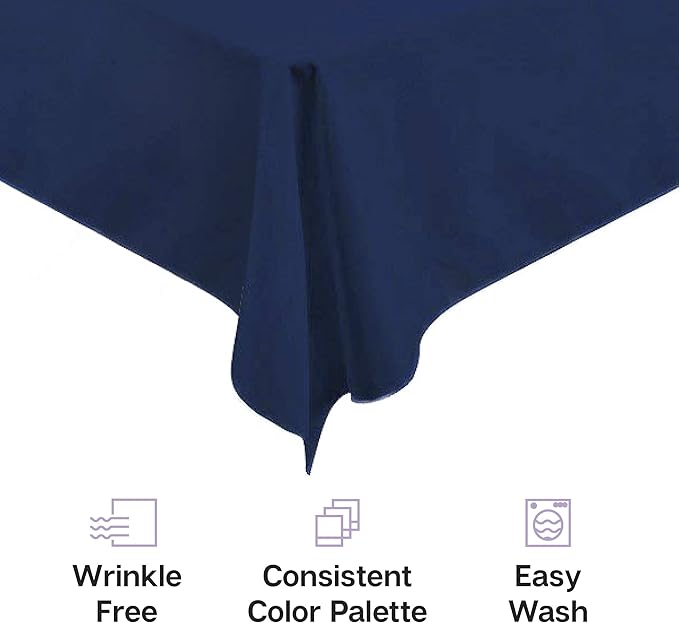Gee Di Moda Rectangle Tablecloth - 60 x 102 Inch Navy Blue Table Cloth for 6 Foot Rectangle Table - Heavy Duty Washable Fabric - for 6 Ft Buffet Table, Holiday Party, Dinner, Wedding & Baby Shower