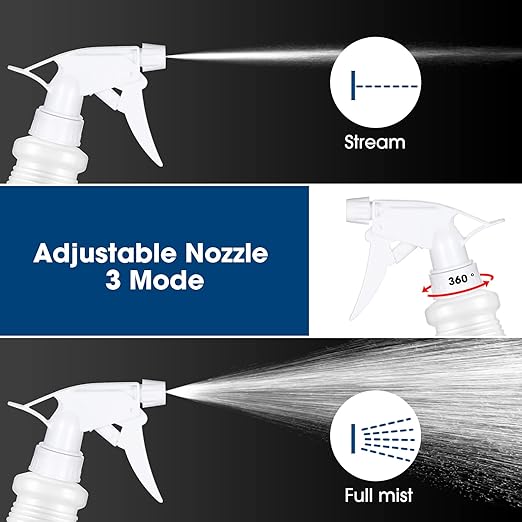 Yinder 18 Pcs 16 Oz Plastic Spray Bottle Bulk Empty Refillable Spray Bottles for Cleaning Solution Leak Proof Water Sprayer with Adjustable Nozzle Mist/Stream Mode(White)