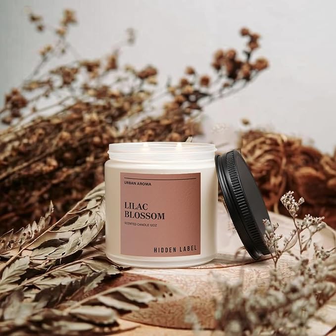 Lilac Blossom Scented Candle, 12oz Natural Soy Non Toxic, 70H Burn Time 2 Wick Aromatherapy Candles for Home Scented, Gift-Ready for Hosts & Gatherings | Elegant Home Decor