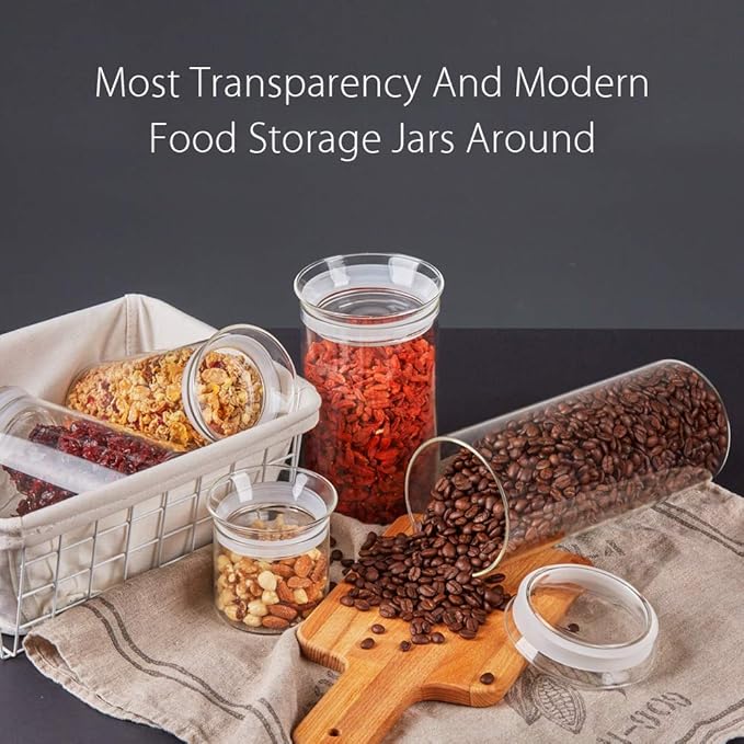 ZENS 10oz Glass Jars with Airtight Lid, 4 Pack Glass Kitchen Canisters Set for Spice, Loose Tea, Small Clear Glass Storage Jars with Labels for Herbs, Sugar