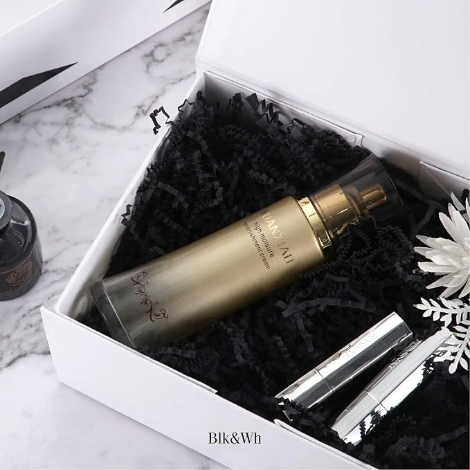 BLK&WH 6 Collapsible Gift Boxes 9x6.5x3.8 Inches, White Bridesmaid Proposal Boxes with Magnetic Closure Lids (Glossy White)