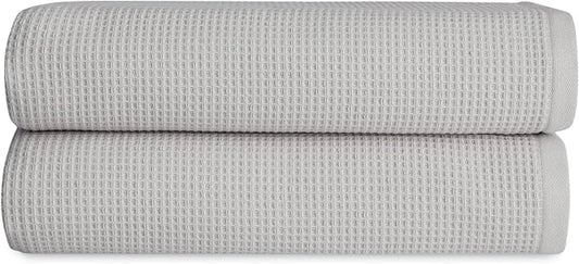 Cozy Earth Waffle Bath Towels - 60% Cotton 40% Viscose from Bamboo Bath Towels 30 x 58 Inches - Soft & Absorbent Terry, Reversible Mini Textured Waffle & Weave Pattern - 2 Pack