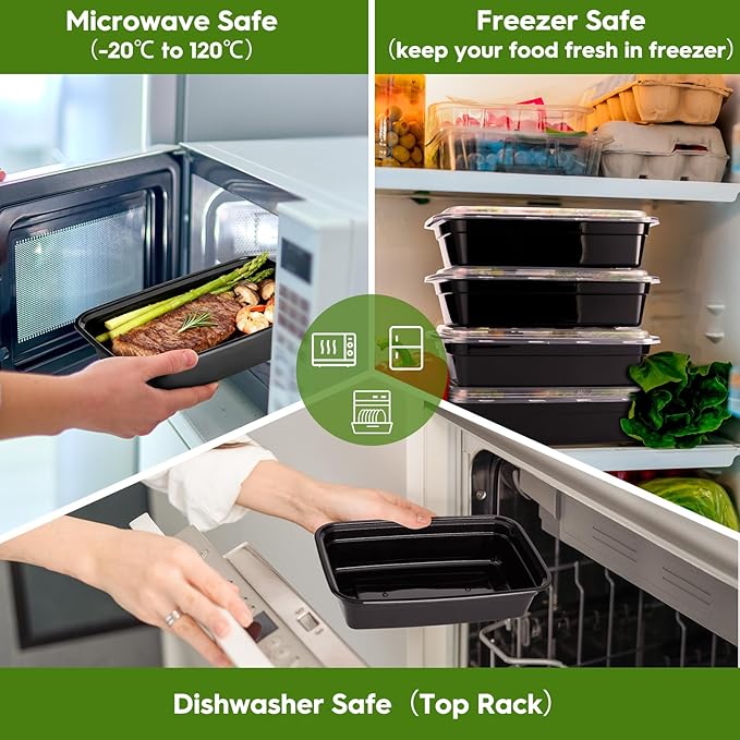 Glotoch Meal Prep Containers Reusable, 50Pack 32oz Plastic Food Prep Storage Containers with Lids,BPA Free,Microwave, Dishwasher Safe Disposable To Go Containers for Meal Plan,Single Compartment