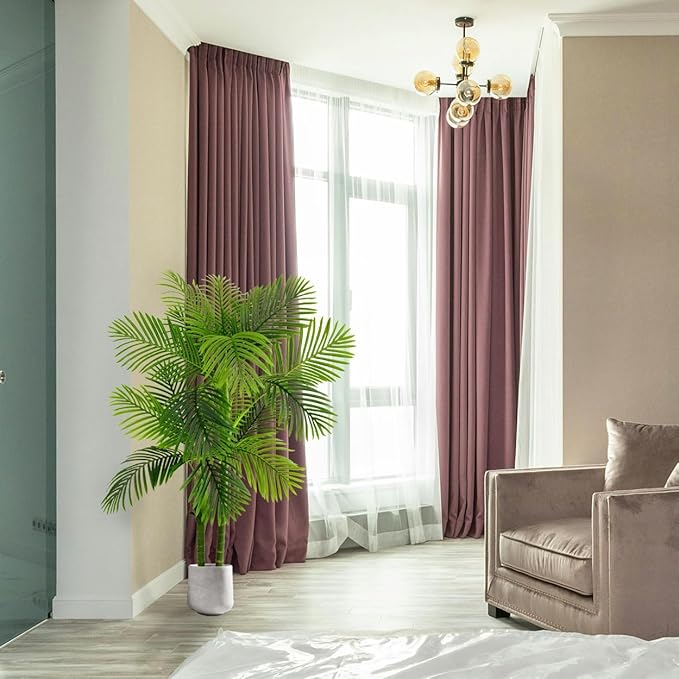 Artificial Palm Tree, 5ft Golden Cane Faux Palm Plant with Basket, Large Phoenix Palm UV Resistant Fake Plants for Indoor Outdoor Home Garden Patio Office Décor