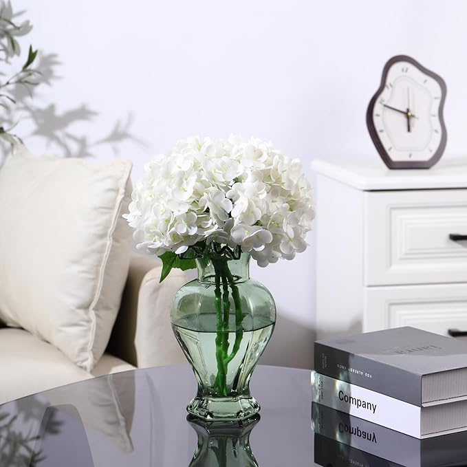 Large Glass Vase, Green Vase for Flowers, Flower Vases for Bouquet, Glass Flower Vases for Living Room, Dining Table, Shelf, Wedding, Office, Coffee Table, 9.5 Inches