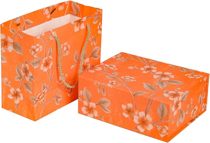 Luxury Gift Box with Magnetic Lid, Finished Size 9.8×7.9×4 In,Collapsible Rectangle Storage Box with Gift Bag for Wedding,Birthday, Party,Christmas,Valentine's Day‘s Gift