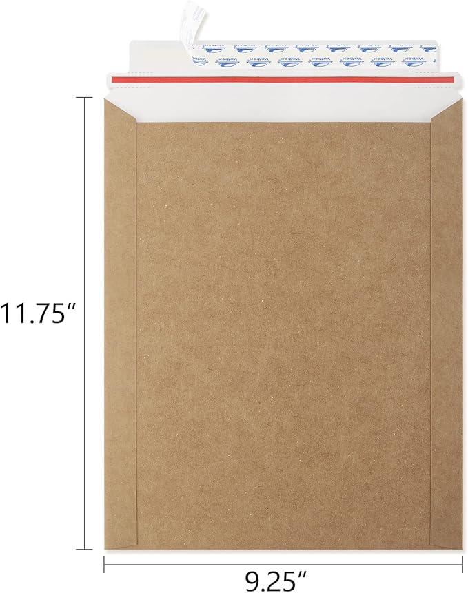 ValBox 9x11.5 Self Seal Photo Document Mailers 25 Pack Stay Flat Brown Cardboard Envelopes, 9.25 x 11.75 Inches